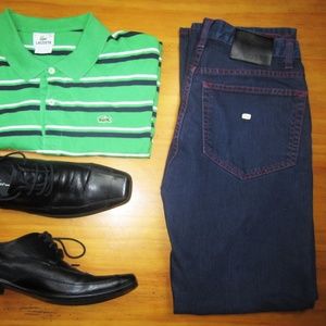 Lacoste Blue Jeans w/Red Stitching 30 X 32 RARE